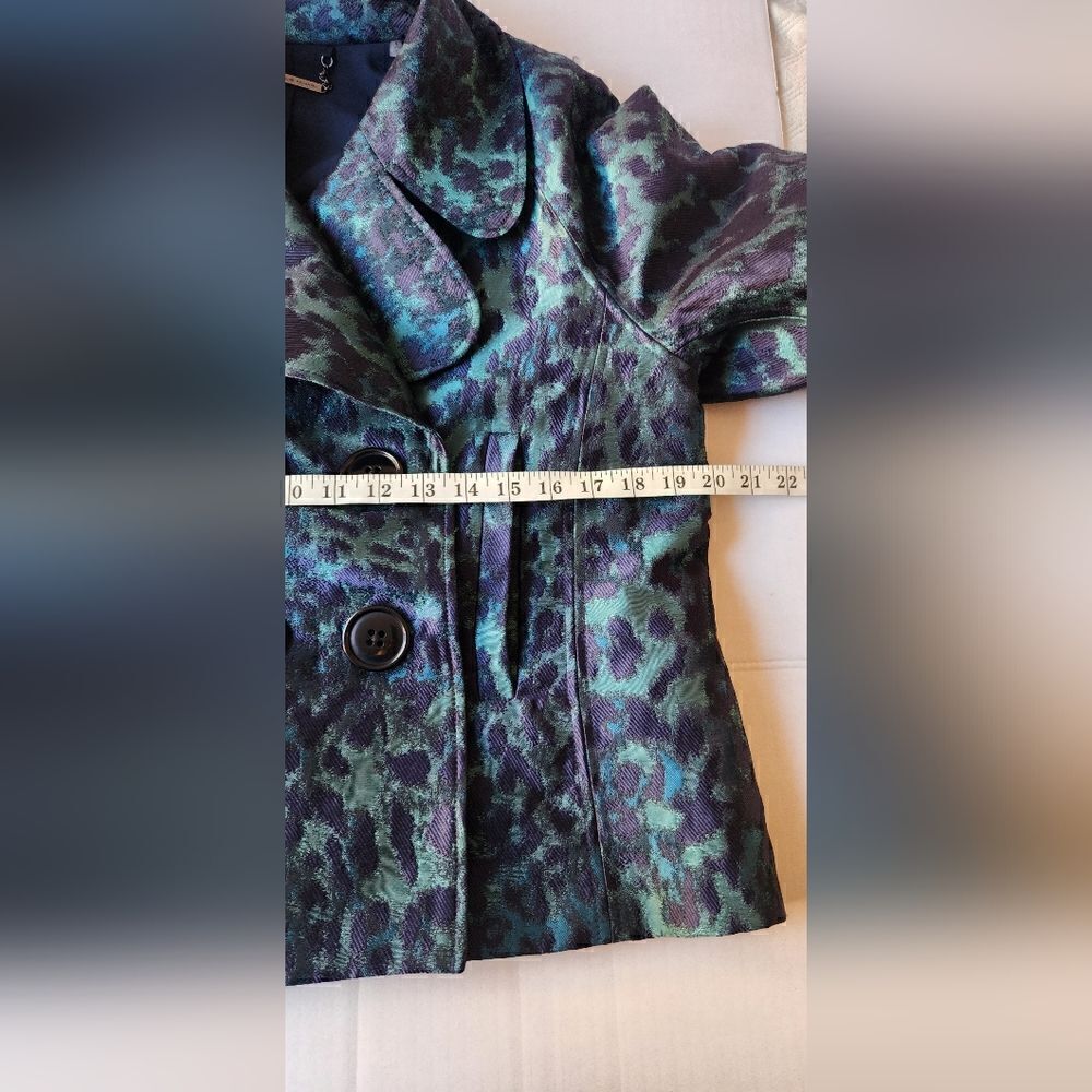Elie Tahari Edna Leopard-Print Lacquard Green Multi Jacket Size Small - Picture 13 of 15